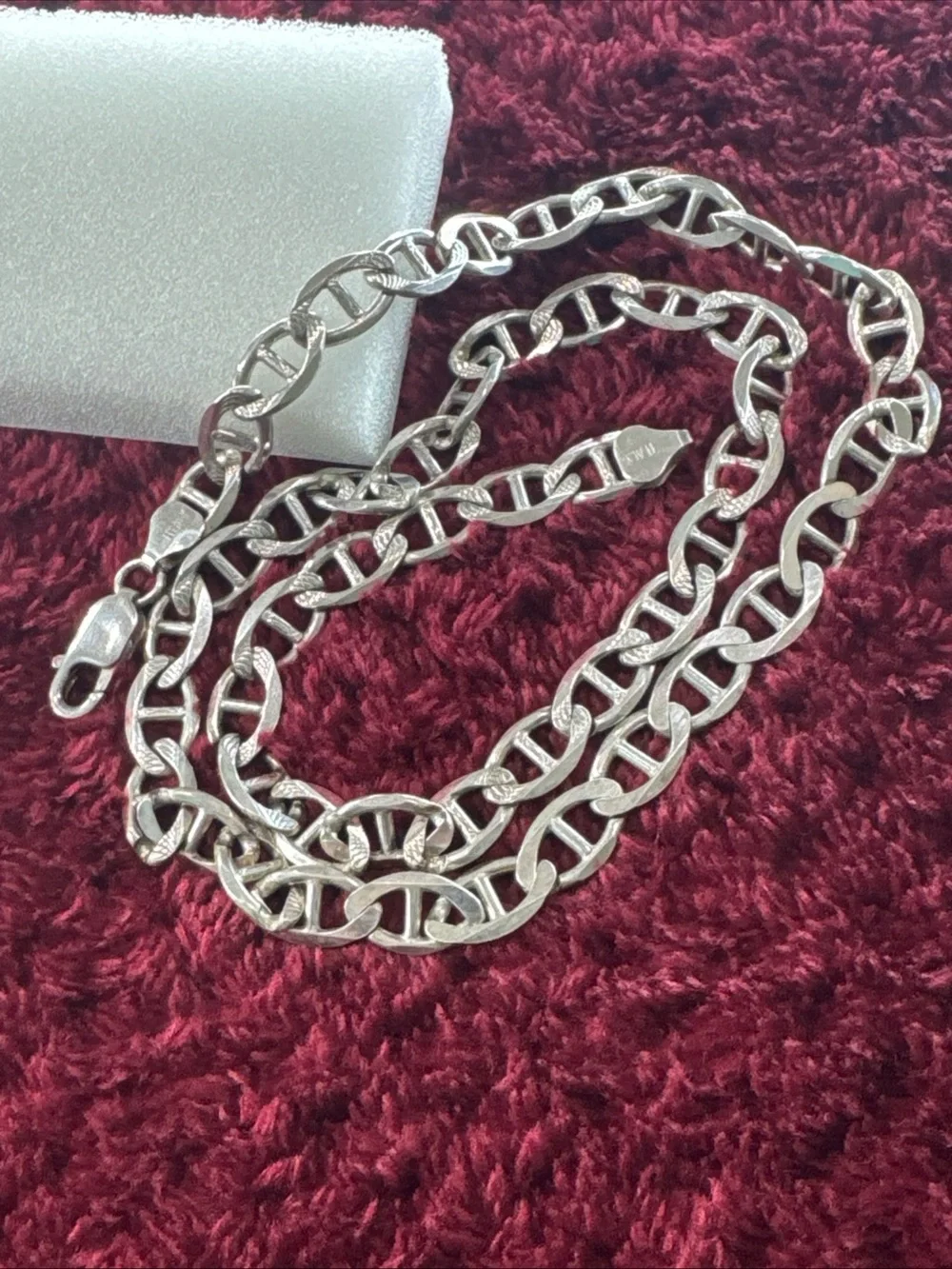 925 Sterling Silver Figaro Chain Necklace 22” 8mm 37.4g Two-Sided